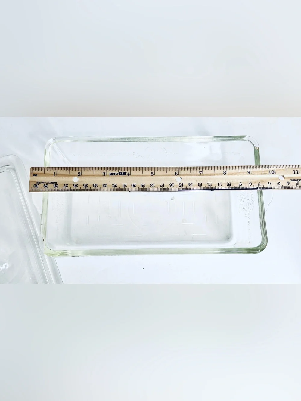 Vintage Glasbake 254 Refrigerator Dish Clear Glass Embossed Lid 1.5 Qt USA
